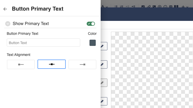 screenshot of button primary text drawer